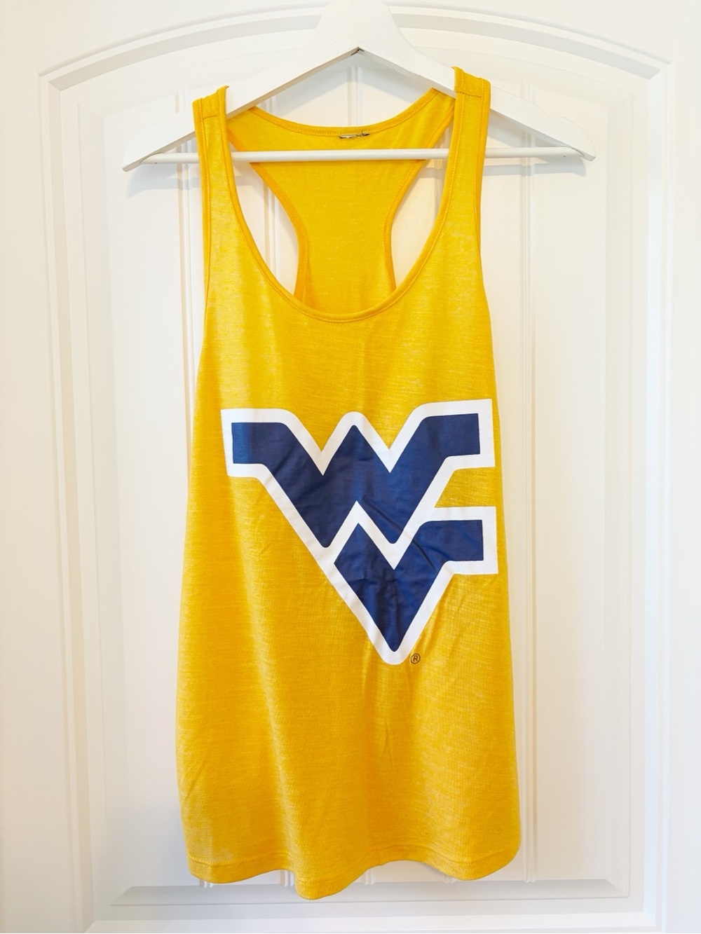 Original Retro Brand Yellow Racerback Tank with Blue & White WV Logo